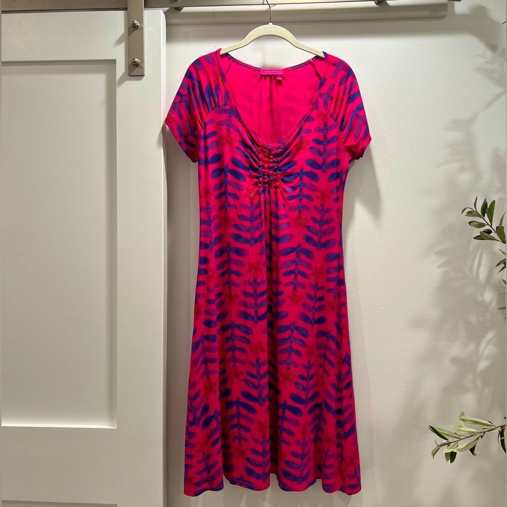Fresh Produce Vintage Pink and Navy midi Size Small Dress